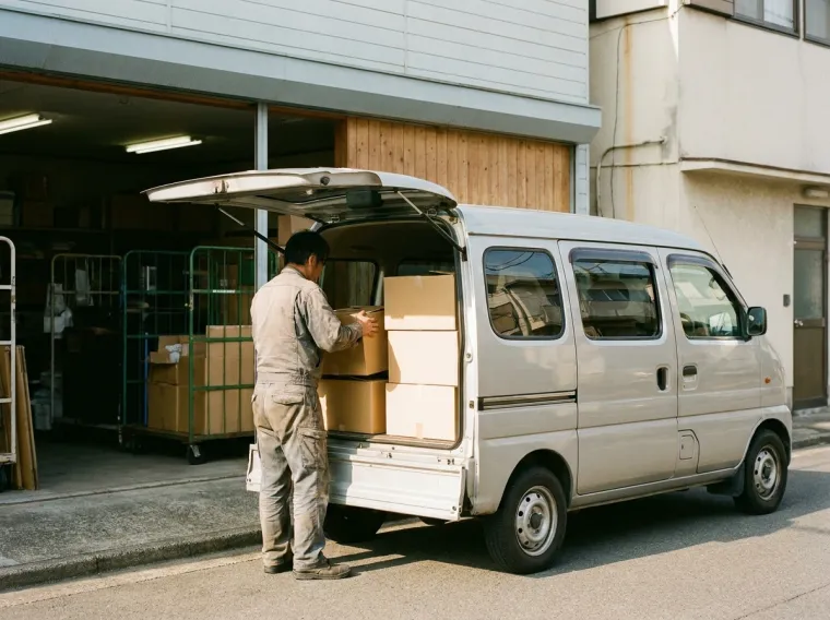 お店まで商品を引き取りに伺う集荷の様子